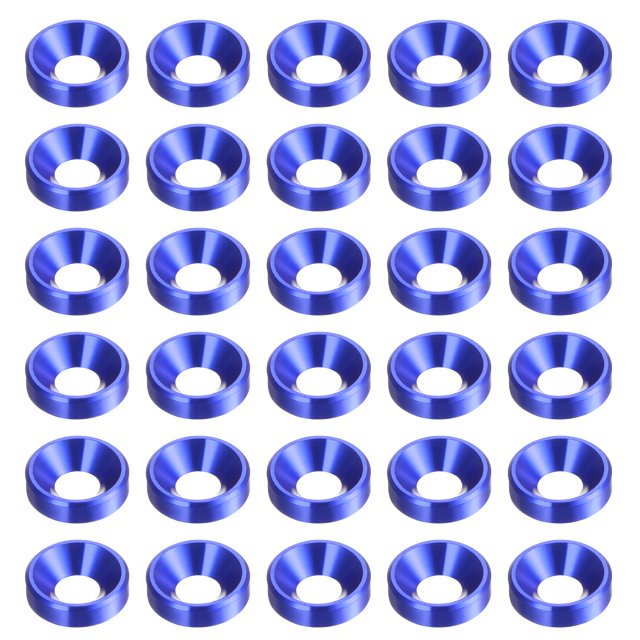 Unique Bargains Lot de 30 Rondelles à Encastrer M4 en Alliage d'Aluminium Anodisé pour Finition, Bleu