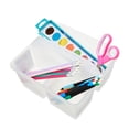 thumbnail image 3 of Storex Small Rectangular Plastic Caddy, Desktop Craft and Hobby Organizer, 8.75’’ x 7.67’’ x 4.44’’, Clear, 3 of 6