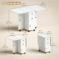 thumbnail image 3 of HOMCOM Table à Manger Pliable, Table à Abattants sur Roulettes, Marbre Blanc, 3 of 10