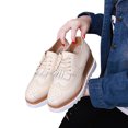 thumbnail image 1 of LSLJS Chaussures en Cuir Style Britannique pour Femmes à Bout Rond, Talon Compensé, Semelle Épaisse à Pompon Style Muffin, Chaussures en Cuir pour Femmes, 1 of 7