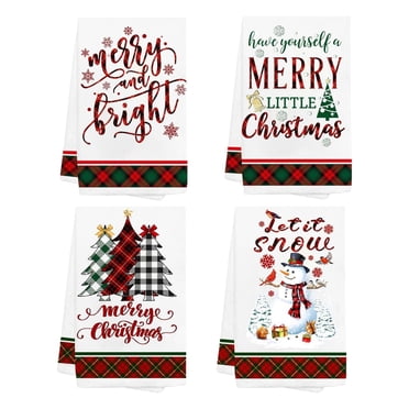 Christmas Tree Decorations Xmas Kitchen Towel Set 4-Pack Festive Christmas Kitchen Towels