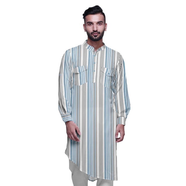 Atasi Kurta Décontractée Imprimée à Col Mandarin Chemise Ethnique Longue Kurta Asymétrique