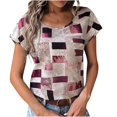 thumbnail image 1 of Liquidation d'Été! PEZHADA Femmes Tops, Sortie Tops for Femmes, Grande Taille Tops for Femmes, T-Shirt Ample à Manches Courtes Imprimé Col Rond Kaki TTG, 1 of 5