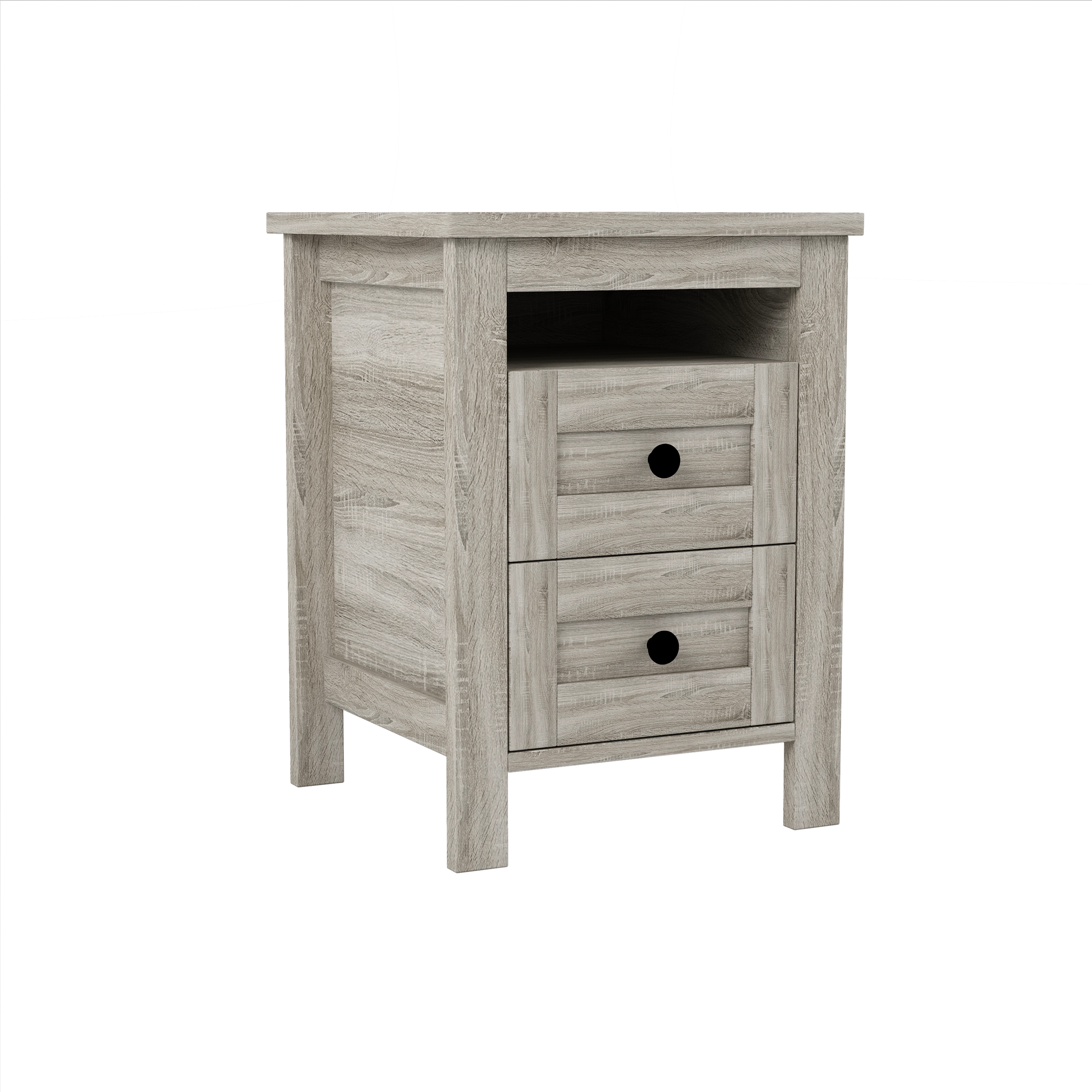 Ensemble de chambre 3 pièces Noble House : lit plateforme de style ferme, grand lit, gris antique