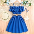 thumbnail image 2 of Tranfacy Robes d'Été pour Ados, Robes d'Été pour Filles, Robe à Bretelles Sans Manches Unie pour Filles de 6 à 13 Ans, Robe Mode Plissée et Fluide, 2 of 3