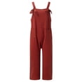 thumbnail image 4 of TrendOFT One Piece Jumpsuit Women Casual Summer Washed Jeans Ripped Square Neck Sleeveless Rompers For Women One Piece Overalls Wine M, 4 of 5
