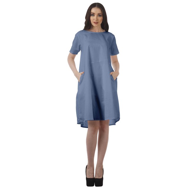 Moomaya Robe Tunique Mini à Manches Courtes pour Femmes Grande Taille à Encolure Dégagée