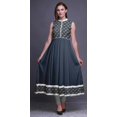 thumbnail image 2 of Bimba Robe Anarkali Damassé Bleu Marine Foncé pour Femmes Kurti Imprimé Ethnique Indien Longue Kurta Robe de Soirée Petite, 2 of 6