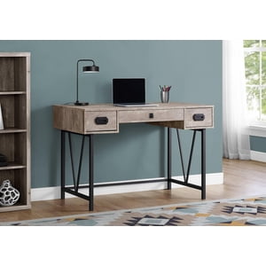 Monarch Specialties Computer Desk, Home Office, Laptop, Storage Drawers, 48"l, Work, Metal, Laminate, Beige, Black, Transitional