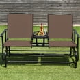 thumbnail image 3 of Gymax Patio 2-Person Glider Rocking Char Loveseat Garden w/ Tempered Glass Table Brown, 3 of 10