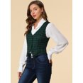 thumbnail image 4 of INSPIRE CHIC Veste Sans Manches à Carreaux Extensible Asymétrique pour Femme à Col en V, Taille Cintrée, à Boutons, 4 of 6