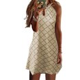thumbnail image 1 of Langgg Robe Courte Décontractée Imprimée Sans Manches Esthétique Élégante Mignonne Robe de Plage Vacances Club Vêtements d'Été Kaki m, 1 of 6