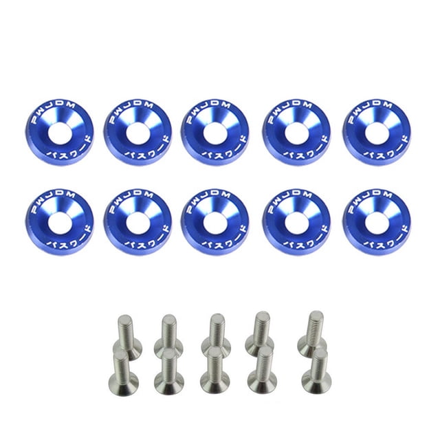 Youkk Ensemble de 10 Rondelles de Vis de Voiture, Boulons Décoratifs, Kit de Rondelles pour Pièces de Rechange Automobile, Bleu