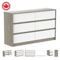 thumbnail image 3 of Boobeyeh Commode Double Alex 6 Tiroirs Gris Blanc – Rangement Moderne, 3 of 9