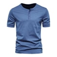 thumbnail image 5 of CHGBMOK Mens T-shirts Solid Color Leisure Button Motion Breathable Short Sleeve Round-Neck Blouses Sizes S-3XL, 5 of 5