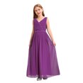 thumbnail image 3 of TDAO Robe en Chiffon Sans Manches Col en V Perlée Mariage Demoiselle d'Honneur Soirée Bal Robe de Bal Formelle Violette 14, 3 of 7
