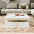 thumbnail image 4 of Table Basse Moderne Blanche Carrée de 43,3 Pouces avec 4 Tiroirs, Rangement, Multiples Tables d'Appoint, Table Utilitaire pour Salon, 4 of 9