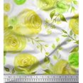 thumbnail image 1 of Soimoi Yellow Velvet Fabric Watercolor Floral Print Sewing Fabric BTY 58 Inch Wide, 1 of 3
