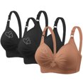 thumbnail image 2 of Bras for Women, 3PCS Womans Printing Gathered Together Large Size Daily Bra Underwear No Rims, 2 of 9
