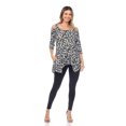 thumbnail image 4 of White Mark Women's Leopard 3/4 Sleeve Cold Shoulder Tunic Top, 4 of 5
