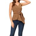 thumbnail image 1 of INSPIRE CHIC Women's Summer Tops Sleeveless V Neckline Wrap Tie Waist Tops M Brown, 1 of 6