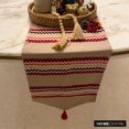 thumbnail image 4 of The HomeCentric Chemin de Table Décoratif Rouge 4 Places (14 x 60 Pouces), Pompons, Chemin de Table Perlé et Appliqué, Linge de Table en Tissu de Lin, Motif Chevron Style Moderne - Bar à Chevron, 4 of 9