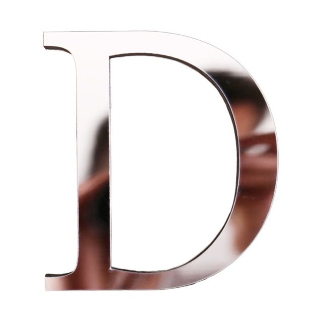 2Pcs Letter Ornament Waterproof Removable Silver-plated 3D Mirror Surface Acrylic Decal for Wedding