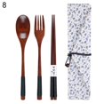 thumbnail image 2 of 3/4Pcs Reusable Portable Travel Wooden Spoon Chopsticks Fork Tableware Cutlery, 2 of 10