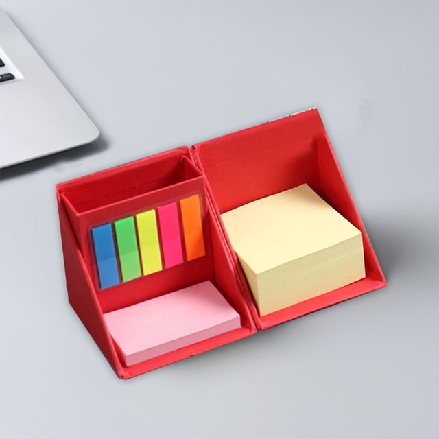 EGNMCR Kitchen Utensils Set, Note Pad 5 Color Strip Sticker Message Paper Brick Rotary Folding Storage Note Box Store sticky notes