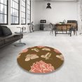 thumbnail image 4 of Ahgly Company Machine Washable Indoor Square Transitional Saddle Brown Area Rugs, 5' Square, 4 of 7