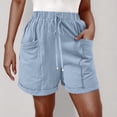 thumbnail image 3 of Casual Shorts for Women with Elastic Waist and Drawstring, Solid Color Loose-Fit Summer Pants, Polyester Lightweight Comfortable Short Pants for Daily Wear, 3 of 7
