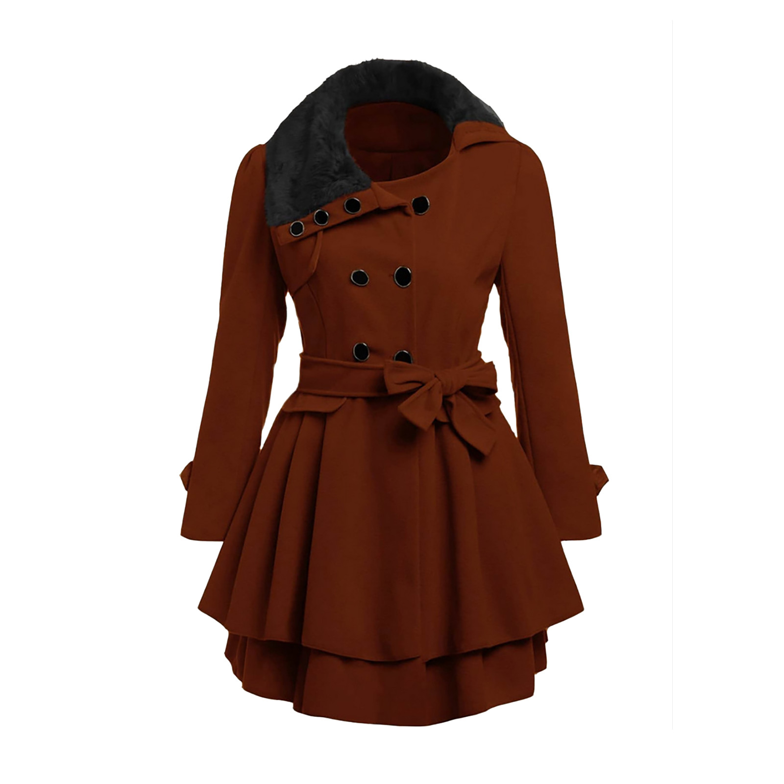 CEHVOM Women Faux Wool Warm Slim Coat Jacket Thick-Parka Overcoat Long Winter Outwear
