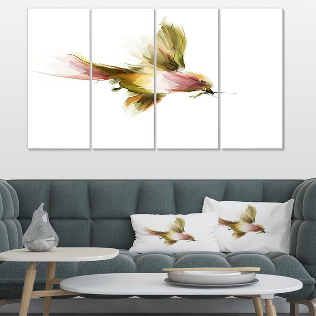 Joli Vol d'Oiseau Vert Adorable - Impression sur Toile d'Art Animalier