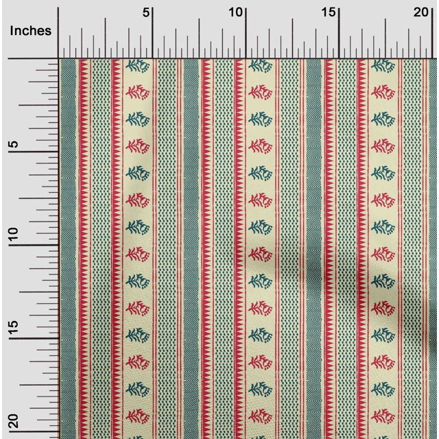 oneOone Tissu Popeline de Coton Imprimé Géométrique/rayé & Floral au Mètre 42 Pouces de Large