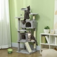 thumbnail image 2 of PawHut 54" Cat Tree Tower with Scratching Posts, Cat Condos, Light Grey, 2 of 10