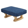 thumbnail image 3 of Padded Footstool, Small Ottoman Footrest with Wooden Legs, Rectangular Footstool blue, 3 of 9
