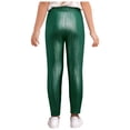 thumbnail image 2 of MSemis Girls Jazz Dance Leggings Metallic Ribbed Elastic Waistband Solid Color Toursers for Hip-hop Performance Green 140, 2 of 5