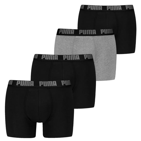 PUMA Men's Boxer Shorts, Pack of 4 - Basic Boxer ECOM, Cotton Stretch, Everyday Black/Grey M (Medium)