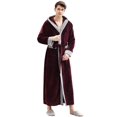 thumbnail image 1 of Artfasion Mens Long Bathrobe with Hood Warm Soft Shawl Collar Plush Spa Robe, 1 of 6