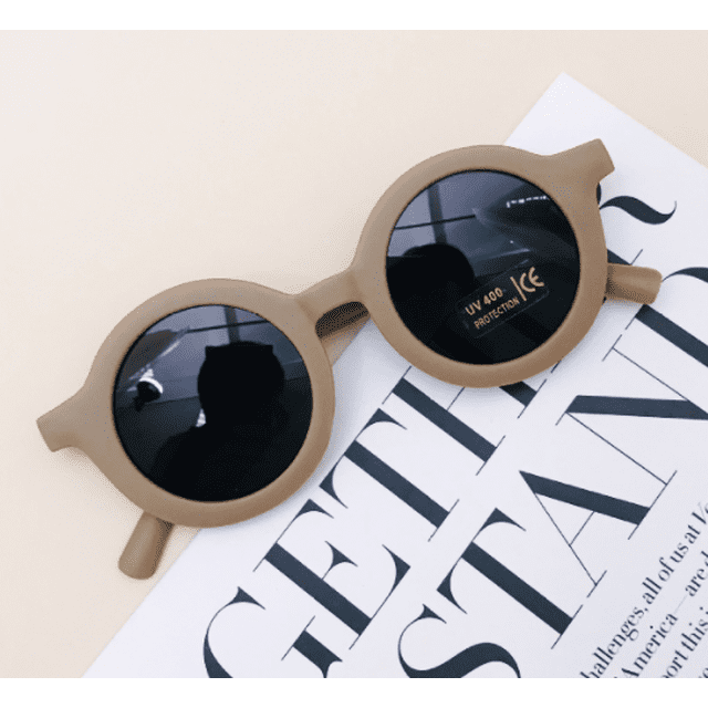 goowrom Lunettes de Soleil pour Enfants, Lunettes Rondes Rétro Unies Anti-UV pour Bébé