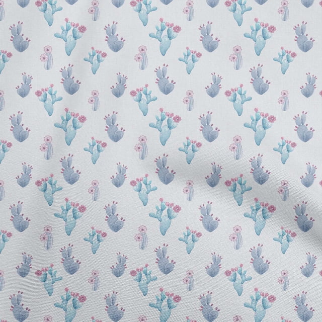 oneOone Velvet Blue Fabric Cactus Sewing Craft Projects Fabric Prints By Yard 58 Inch Wide