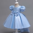thumbnail image 5 of HXWCHs Robe à Volants Élégante en Satin Dos Nu Robe de Concours pour Filles Performance sur Scène et Bleu Ciel 5-6 Ans, 5 of 5