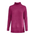 thumbnail image 3 of SGMVNU Women's Oversized Turtleneck Sweaters Fall Long Sleeve Ribbed Tunic Sweater Chunky Pullover Knit Tops(Hot Pink, XL), 3 of 3