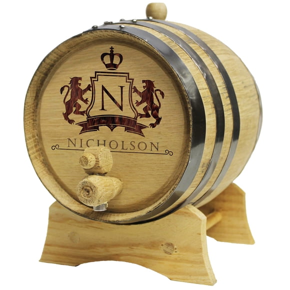 The Wedding Party Store Custom Engraved Oak Whiskey, Bourbon or Wine Barrel - Personalized with WPS Designs (2 Liter Barrel)