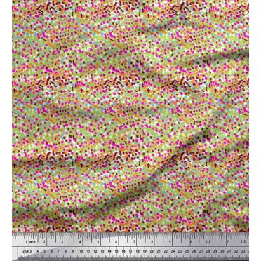 Soimoi Green polyester Crepe Fabric Brush Stroke Abstract Fabric Prints By Yard 52 Inch Wide
