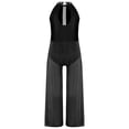 thumbnail image 3 of Oyolan One Piece Rompers Overall for Girls Rhinestones Dance Bodysuit Disco Party Wide Leg Pants Playsuit Black 16, 3 of 4