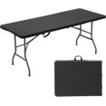 thumbnail image 1 of FDW Table à Manger d'Extérieur de 6 Pieds, Table Pliante Portable Rectangulaire en Plastique avec Poignée de Transport Intégrée pour Fête et Mariage, Noir Ratten, 1 of 7