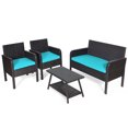thumbnail image 5 of Topbuy 4 Pièces Patio Rotin Canapé Ensemble Conversation Ensemble avec Table en Verre Trempé Turquoise, 5 of 5