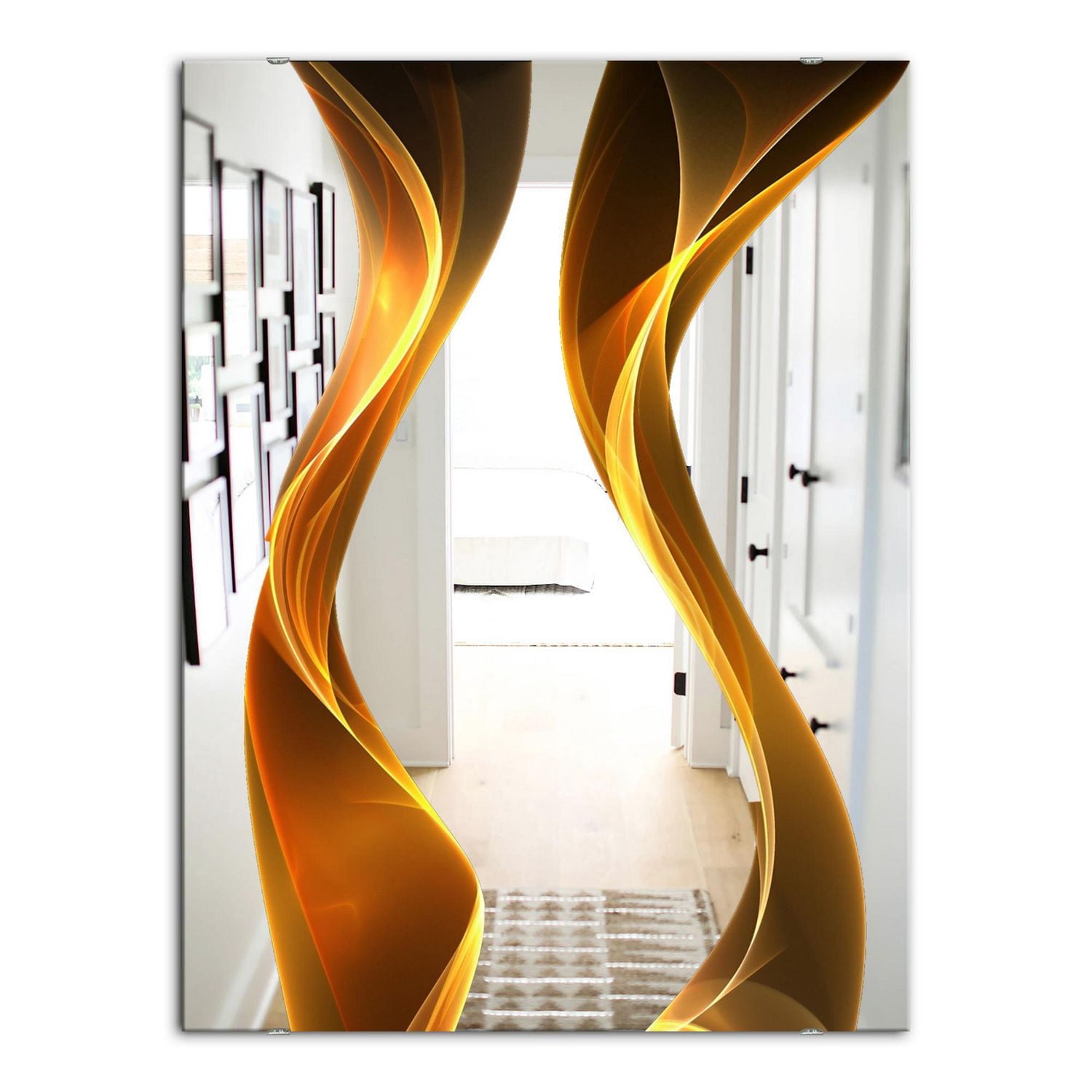 Designart 'Straight Pink Waves' Miroir Moderne - Grand Miroir Mural Contemporain - 24x36