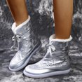 thumbnail image 1 of Bottes Mi-Mollet pour Femmes Bout Rond Bottines Deux Façons de Porter Lacets Bottes de Neige, 1 of 9